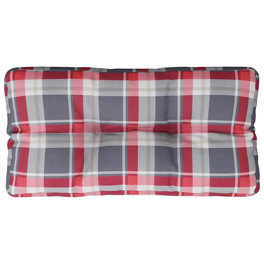 Coussin de palette motif à carreaux rouge 70x40x12 cm tissu - 2
