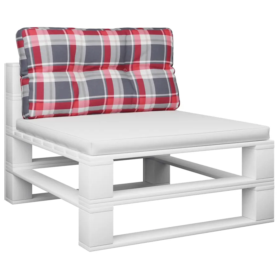 Coussin de palette motif à carreaux rouge 70x40x12 cm tissu - 3