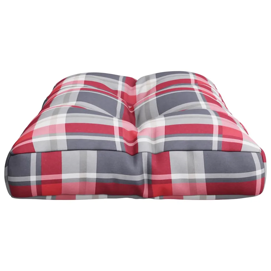 Coussin de palette motif à carreaux rouge 70x40x12 cm tissu - 6