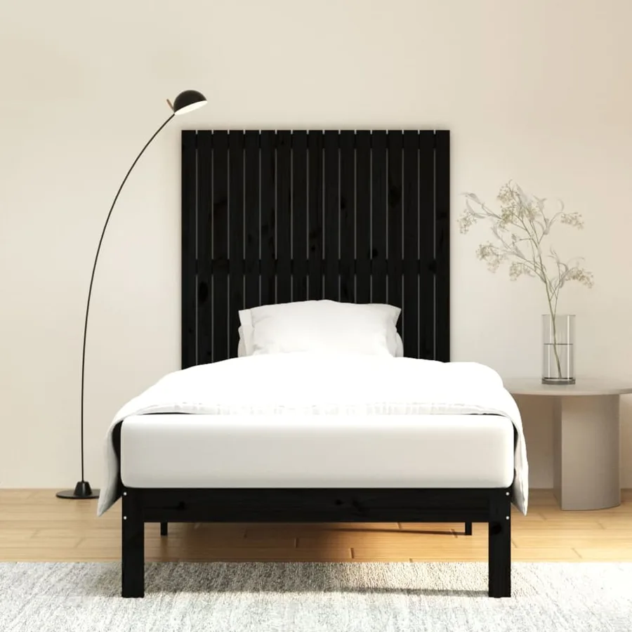 Tête de lit murale Noir 108x3x110 cm Bois massif de pin - 3