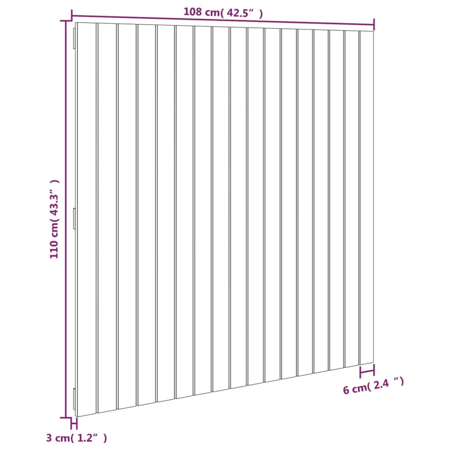 Tête de lit murale Noir 108x3x110 cm Bois massif de pin - 8
