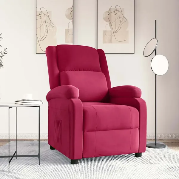 Fauteuil inclinable rouge bordeaux velours