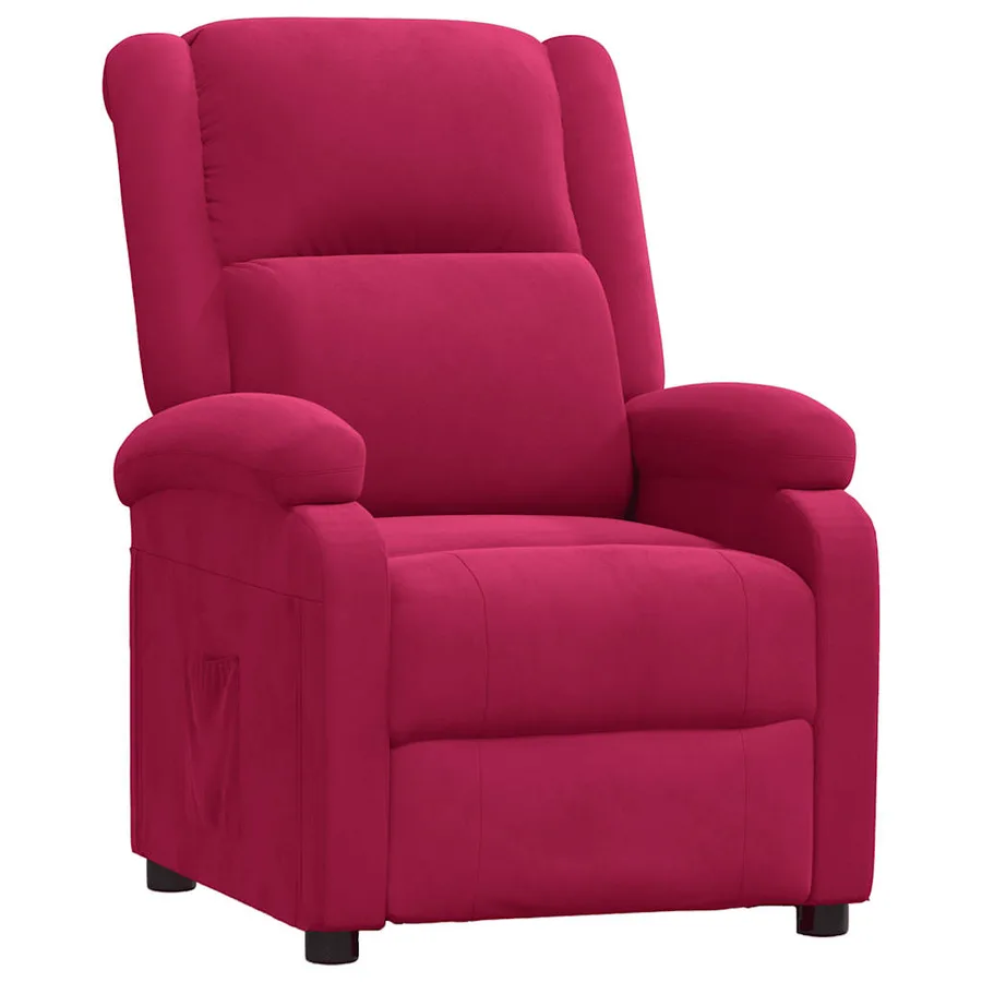 Fauteuil inclinable rouge bordeaux velours - 2