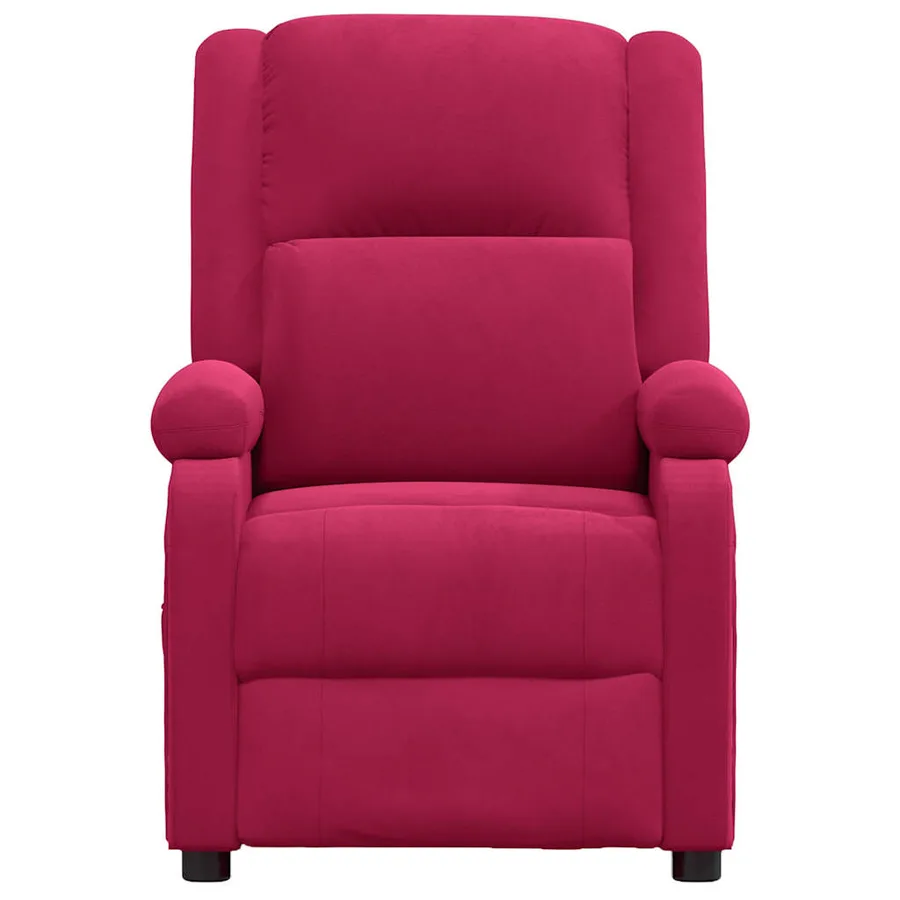 Fauteuil inclinable rouge bordeaux velours - 3