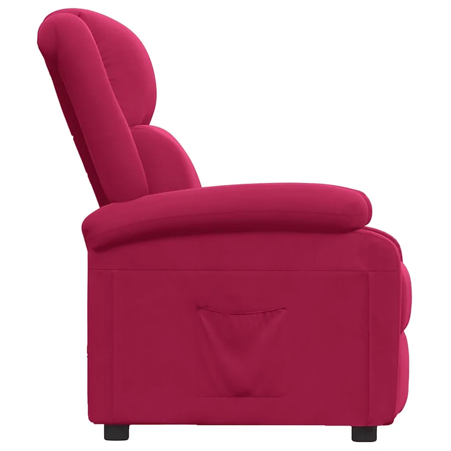 Fauteuil inclinable rouge bordeaux velours - 4