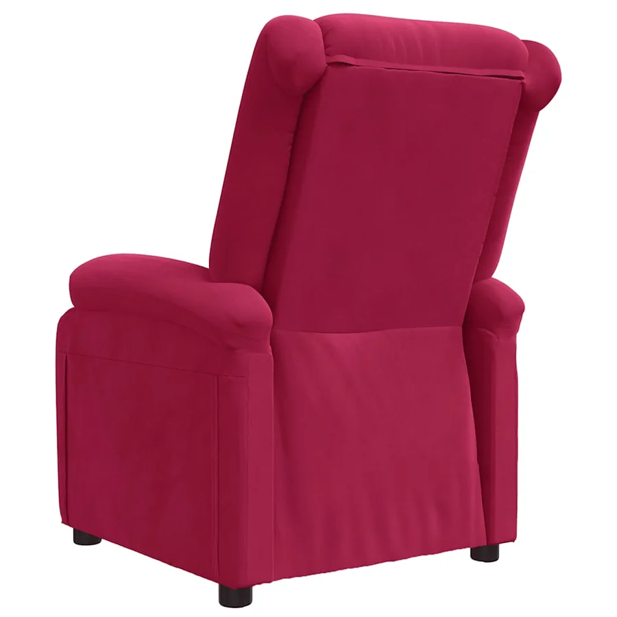 Fauteuil inclinable rouge bordeaux velours - 5