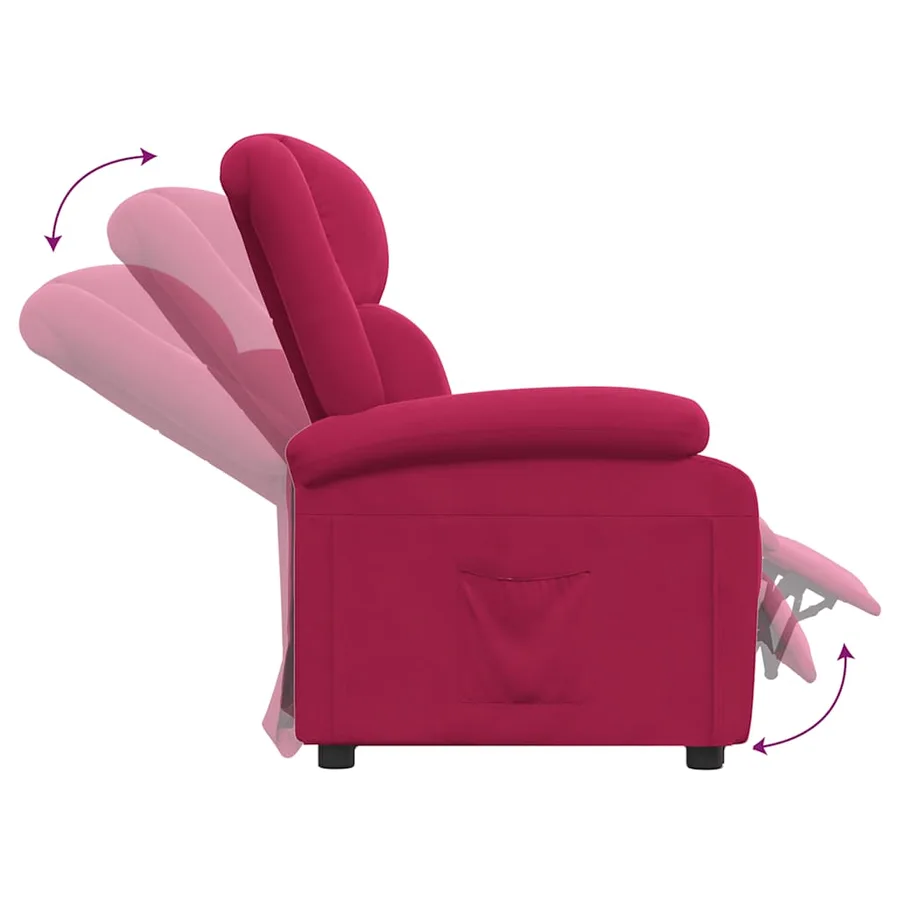 Fauteuil inclinable rouge bordeaux velours - 6