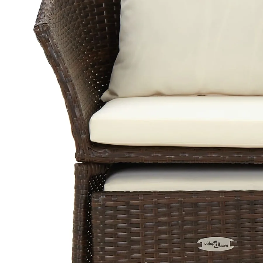 Salon de jardin 2 pcs avec coussins Marron Résine tressée - 8