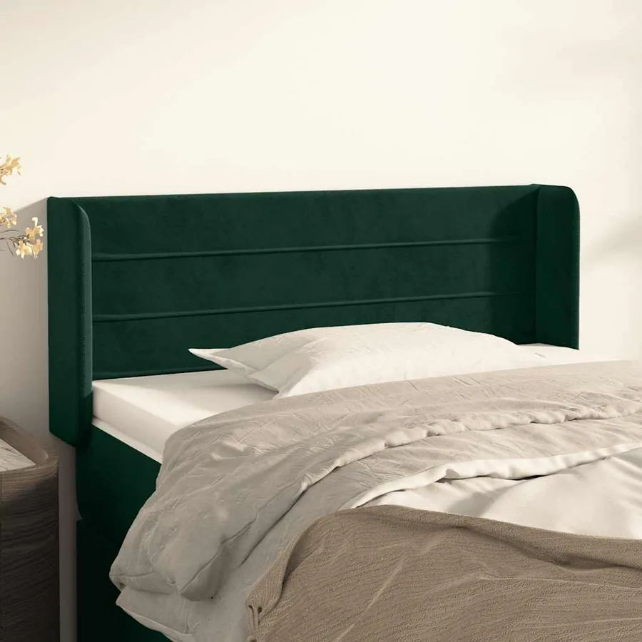 Tête de lit avec oreilles Vert foncé 93x16x78/88 cm Velours