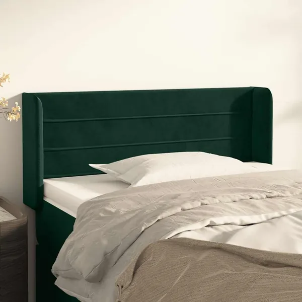 Tête de lit avec oreilles Vert foncé 93x16x78/88 cm Velours