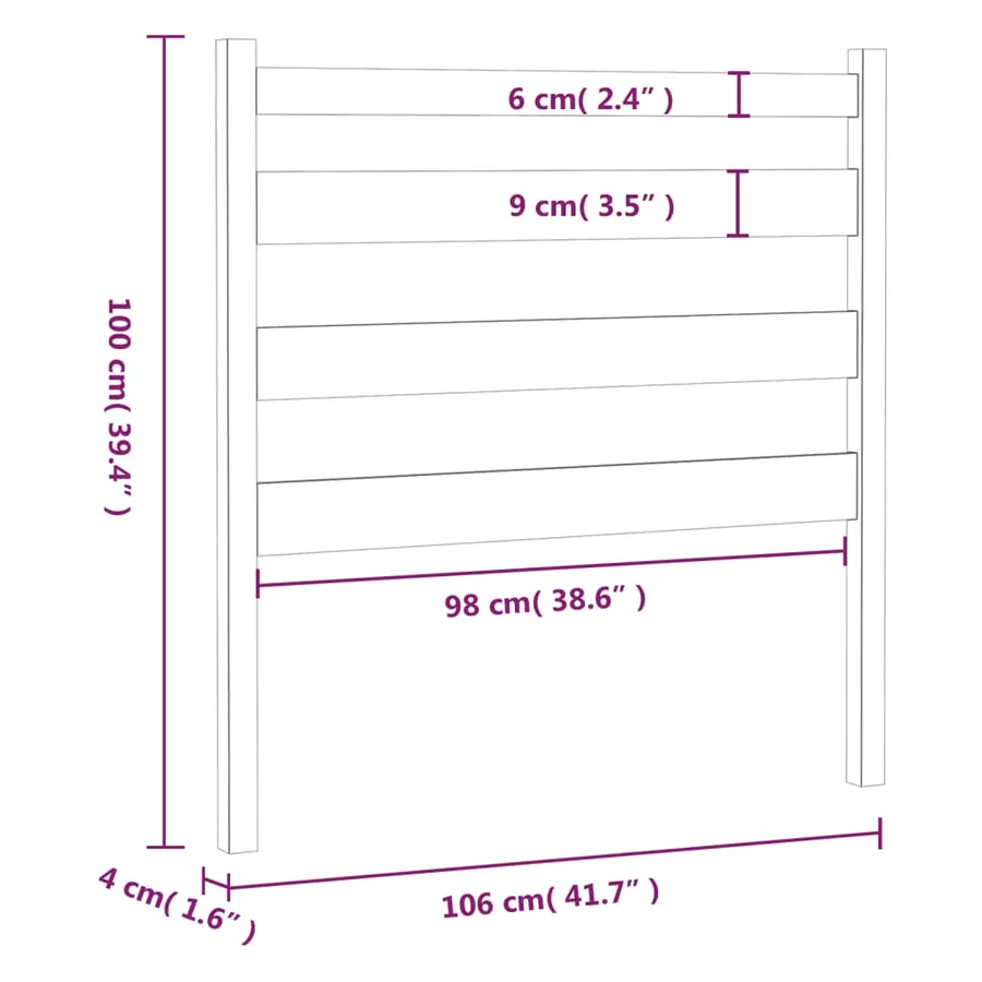 Tête de lit Marron miel 106x4x100 cm Bois massif de pin - 6