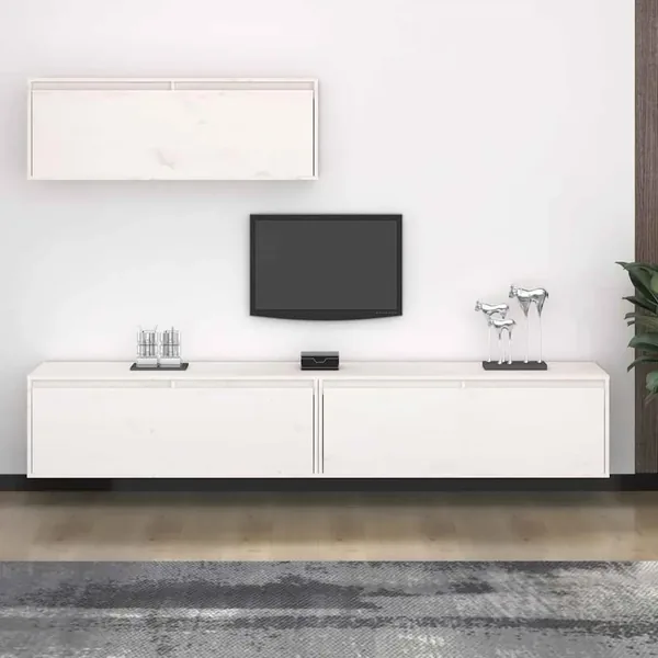 Ensemble de meubles TV 3 pcs blanc bois massif de pin