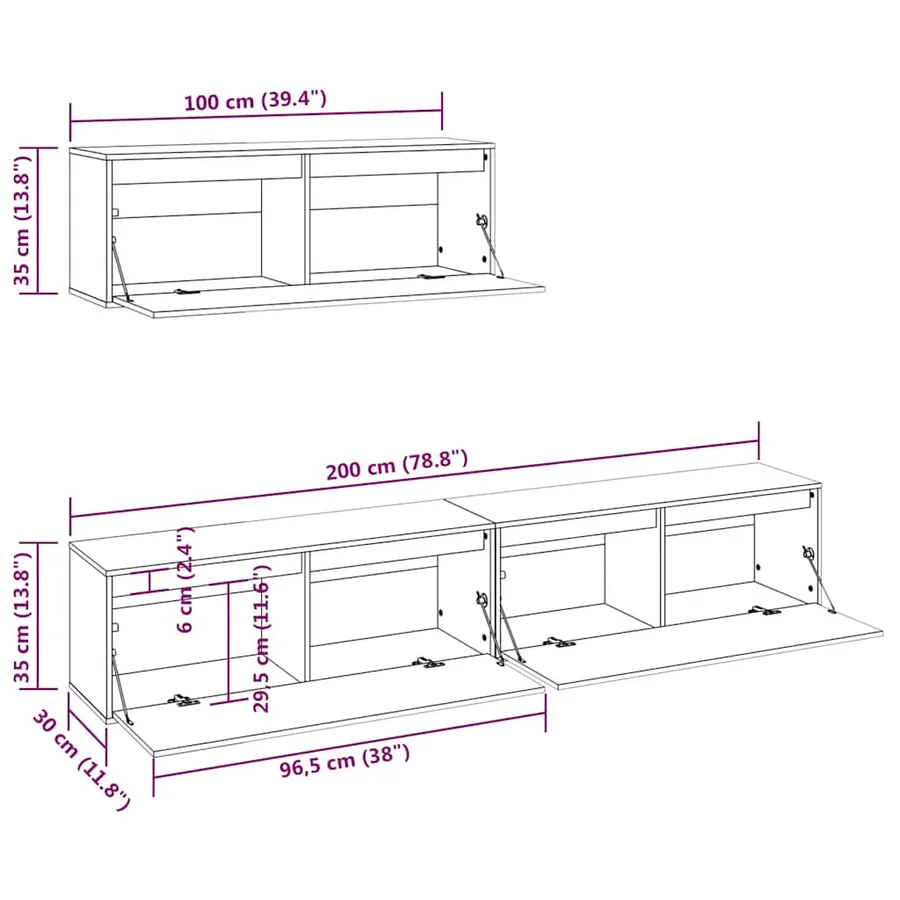 Ensemble de meubles TV 3 pcs blanc bois massif de pin - 11