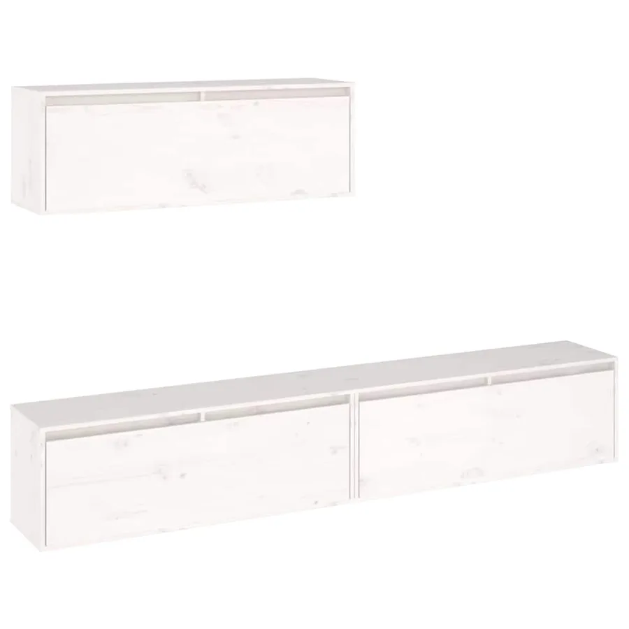 Ensemble de meubles TV 3 pcs blanc bois massif de pin - 2
