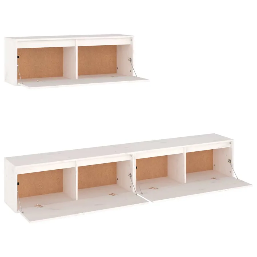 Ensemble de meubles TV 3 pcs blanc bois massif de pin - 4