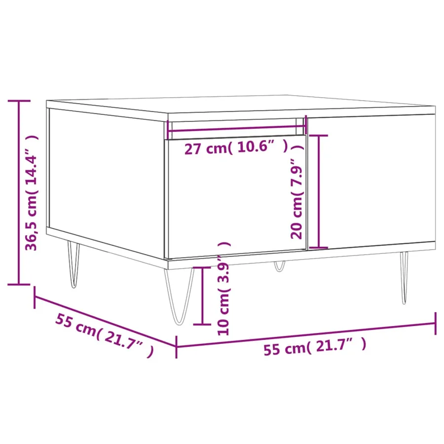 Table basse blanc 55x55x36,5 cm bois d'ingénierie - 11