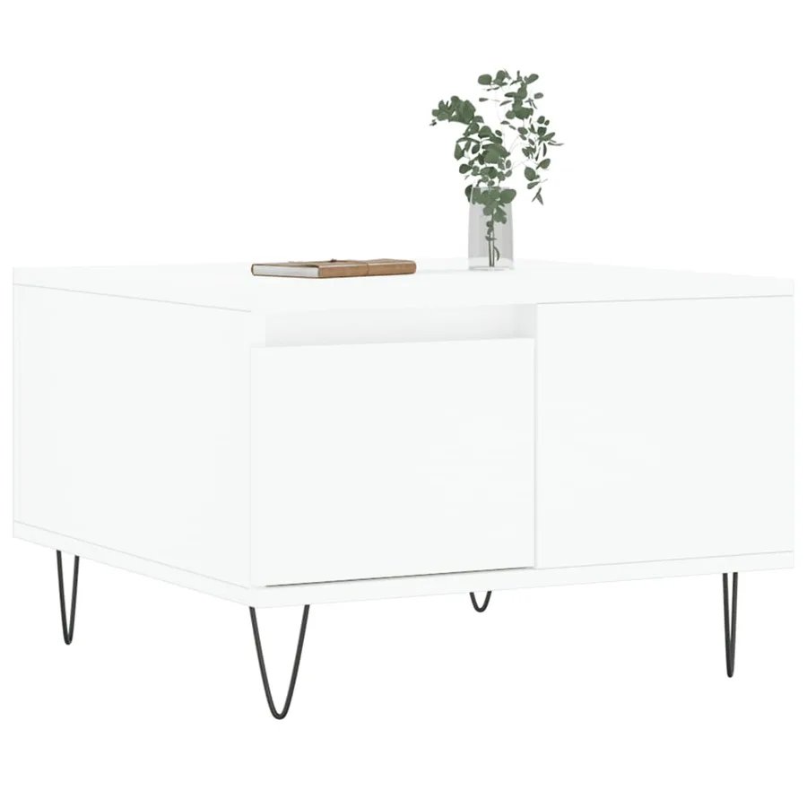Table basse blanc 55x55x36,5 cm bois d'ingénierie - 3