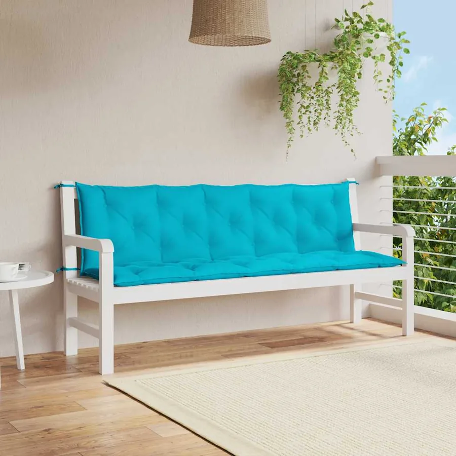 Coussins de banc de jardin lot de 2 turquoise tissu Oxford
