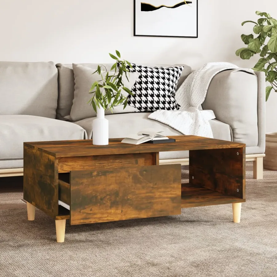 Table basse Chêne fumé 90x50x36,5 cm Bois d'ingénierie - 3
