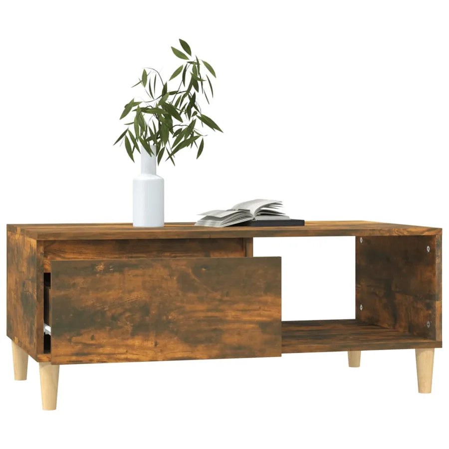 Table basse Chêne fumé 90x50x36,5 cm Bois d'ingénierie - 4