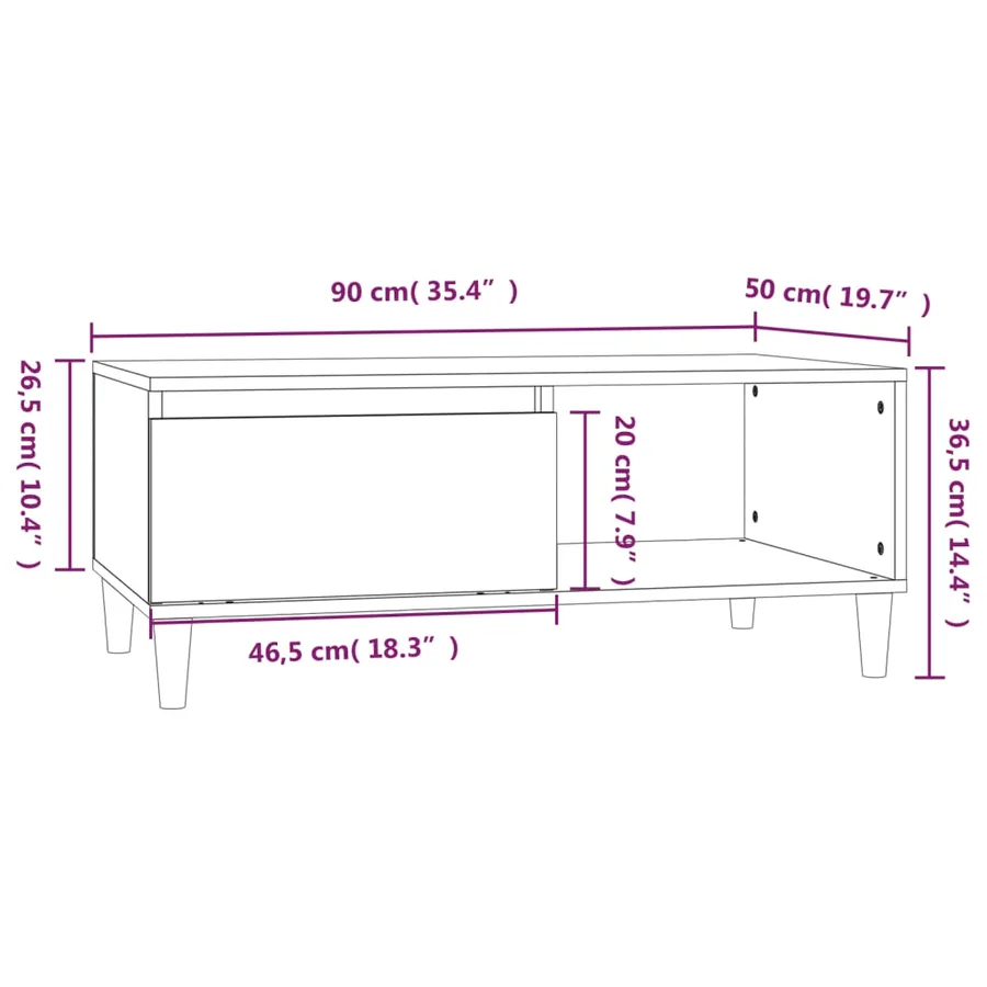 Table basse Chêne fumé 90x50x36,5 cm Bois d'ingénierie - 9