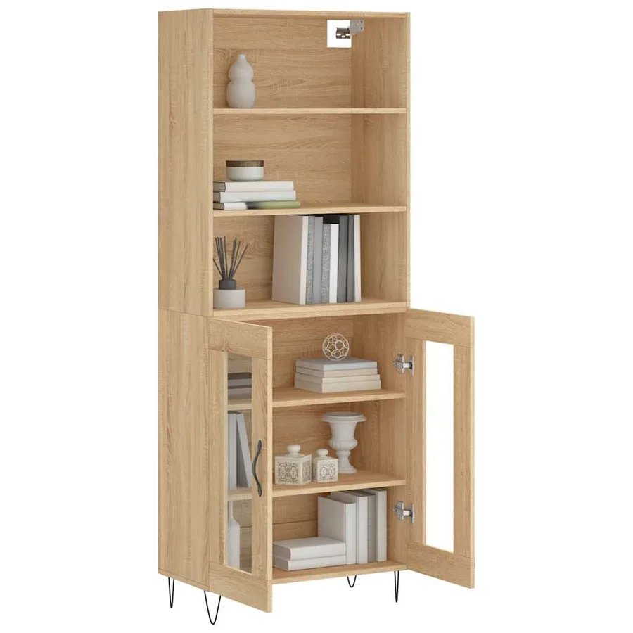Buffet haut Chêne sonoma 69,5x34x180 cm Bois d'ingénierie - 3