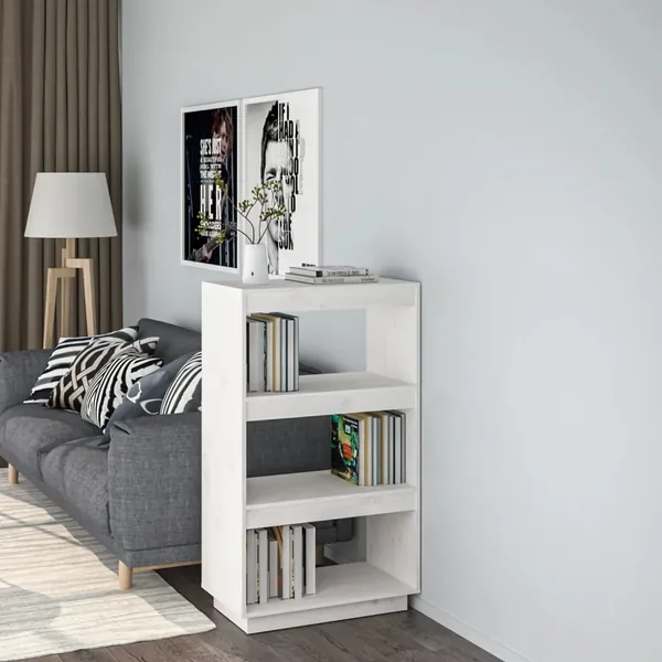 Bibliothèque/Séparateur de pièce Blanc 60x35x103 cm Pin massif