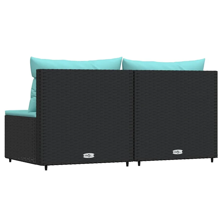 Canapés centraux de jardin et coussins 2pcs Noir Résine tressée - 5