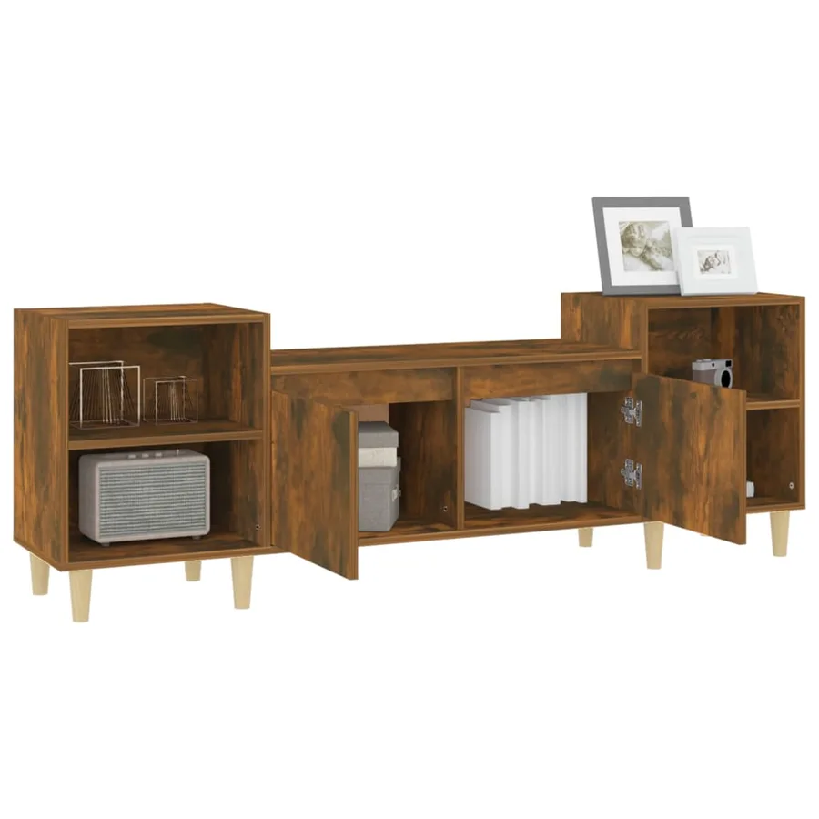 Meuble TV Chêne fumé 160x35x55 cm Bois d'ingénierie - 5