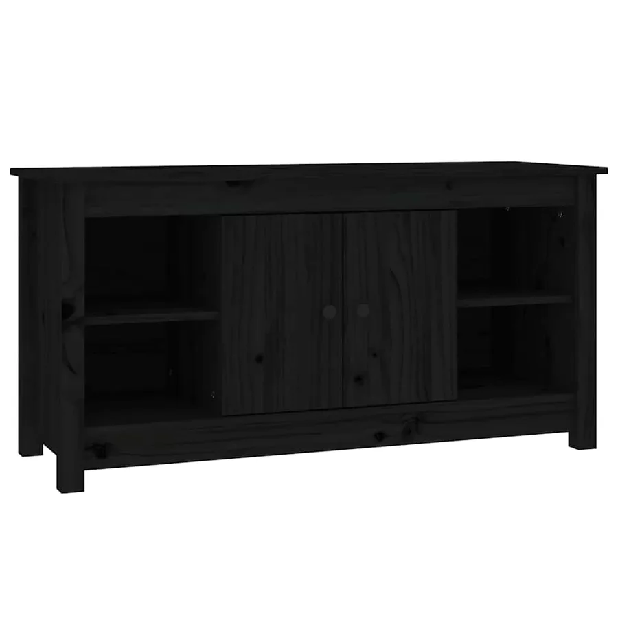 Meuble TV Noir 103x36,5x52 cm Bois de pin massif - 2