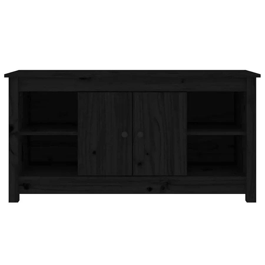 Meuble TV Noir 103x36,5x52 cm Bois de pin massif - 3