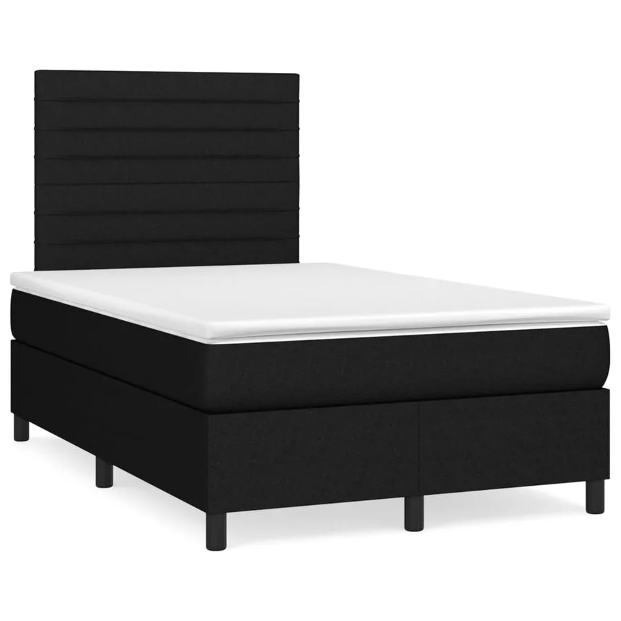 Sommier à lattes de lit avec matelas Noir 120x200 cm Tissu - 2