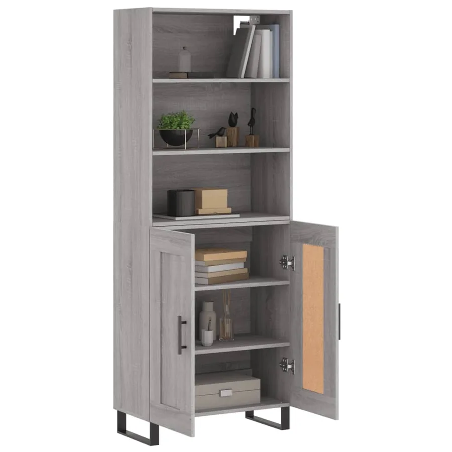 Buffet haut Sonoma gris 69,5x34x180 cm Bois d'ingénierie - 3