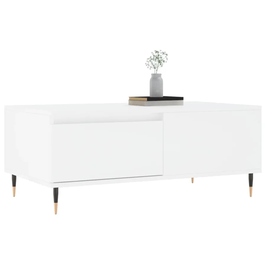 Table basse Blanc 90x50x36,5 cm Bois d'ingénierie - 4