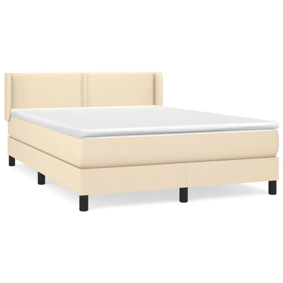 Sommier à lattes de lit avec matelas Crème 140x190 cm Tissu - 2