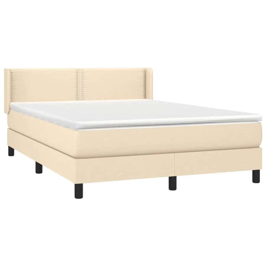 Sommier à lattes de lit avec matelas Crème 140x190 cm Tissu - 3