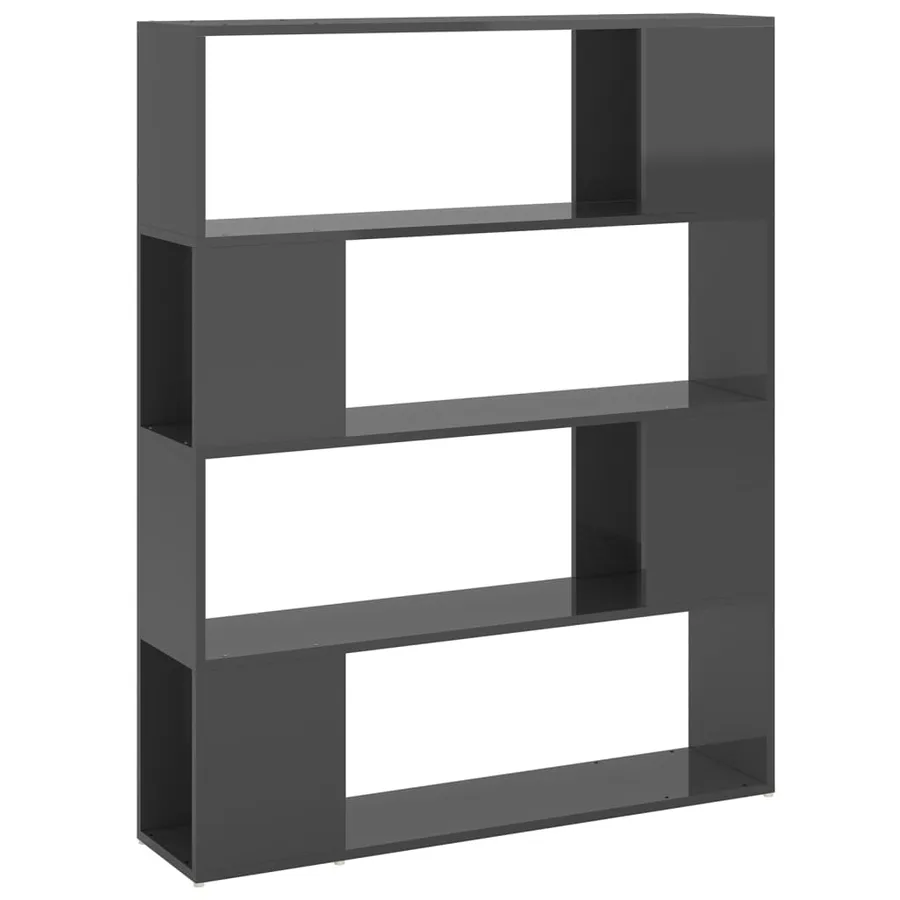 Bibliothèque/Séparateur de pièce Gris brillant 100x24x124 cm - 2