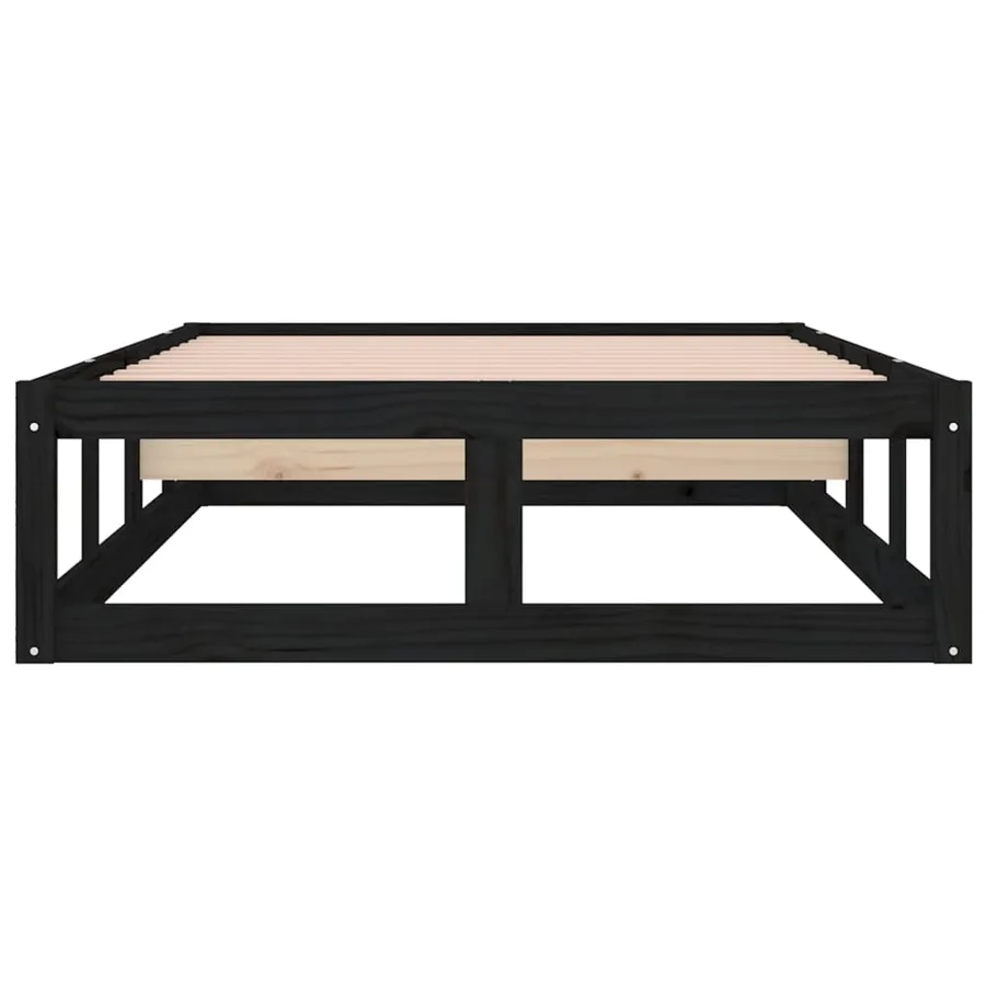 Cadre de lit sans matelas noir 75x190 cm bois massif - 5