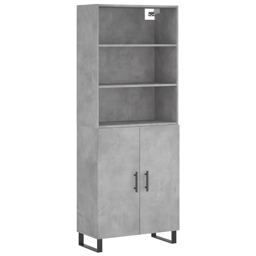 Buffet haut Gris béton 69,5x34x180 cm Bois d'ingénierie - 2