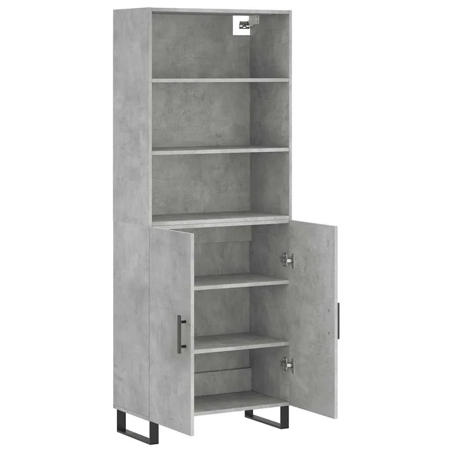Buffet haut Gris béton 69,5x34x180 cm Bois d'ingénierie - 4