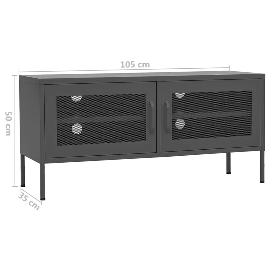 Meuble TV Anthracite 105x35x50 cm Acier - 9