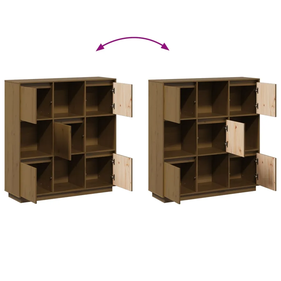 Buffet Marron miel 110,5x35x117 cm Bois massif de pin - 10