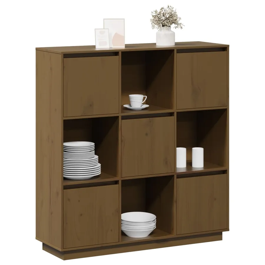 Buffet Marron miel 110,5x35x117 cm Bois massif de pin - 4