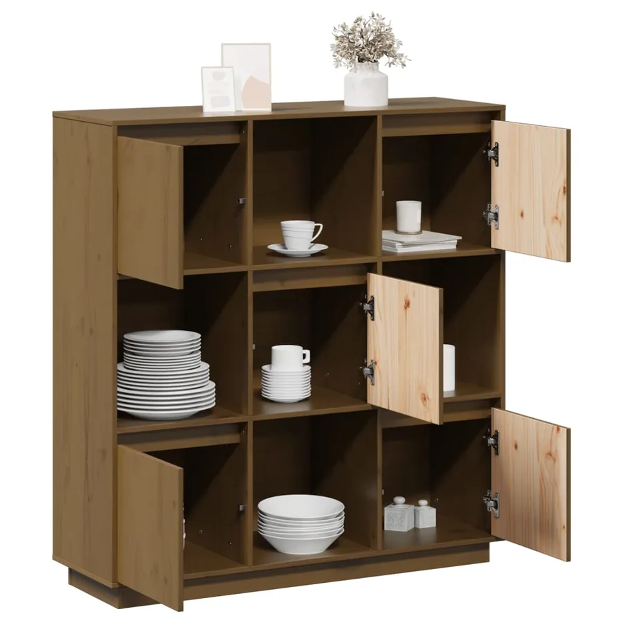 Buffet Marron miel 110,5x35x117 cm Bois massif de pin - 5