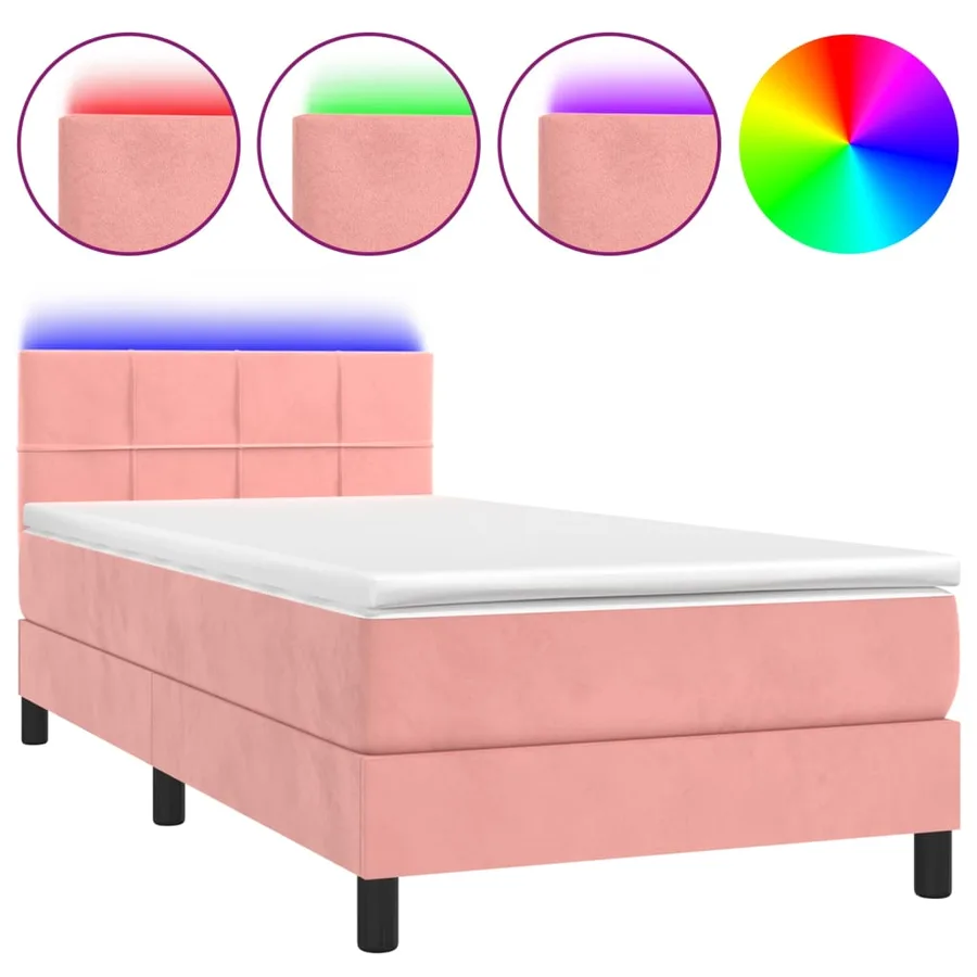 Sommier à lattes de lit avec matelas et LED Rose 100x200 cm - 2