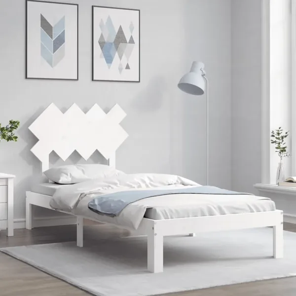 Cadre de lit sans matelas blanc 90x200 cm bois de pin massif