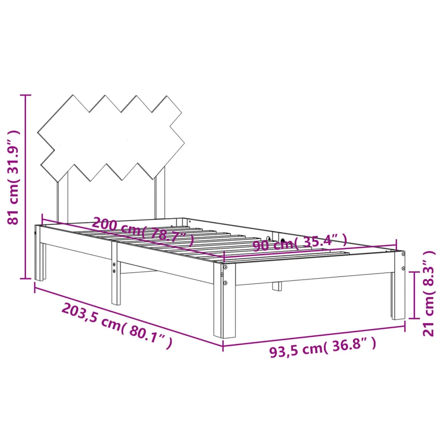 Cadre de lit sans matelas blanc 90x200 cm bois de pin massif - 12