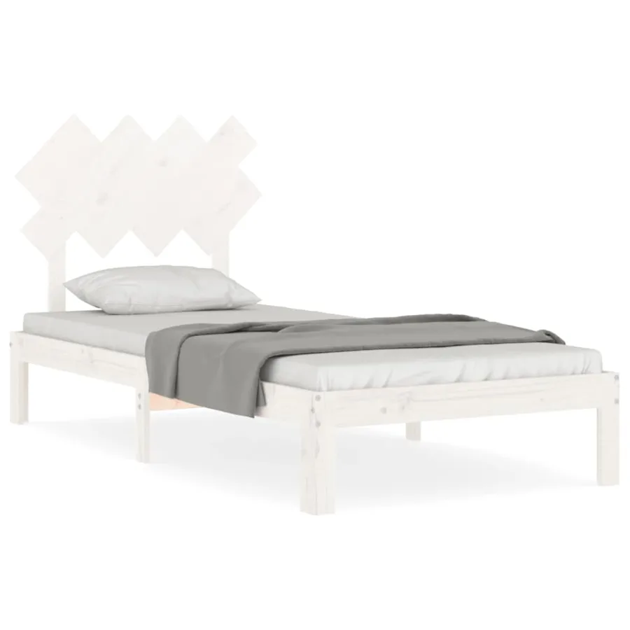Cadre de lit sans matelas blanc 90x200 cm bois de pin massif - 2