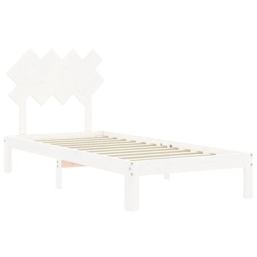 Cadre de lit sans matelas blanc 90x200 cm bois de pin massif - 5