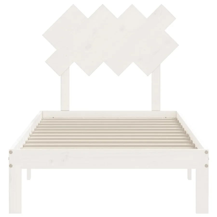 Cadre de lit sans matelas blanc 90x200 cm bois de pin massif - 6